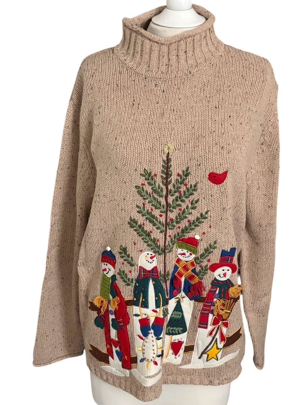 Vintage KIKIT Holiday Not Ugly Christmas Sweater Turtleneck 
Snowmen XL